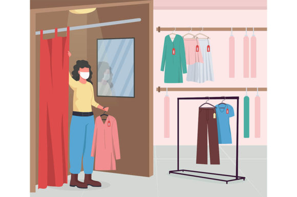 Clothing Shop During Epidemic Graphics & Illustrations