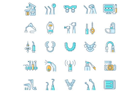 Dentistry Tools Color Icons Bundle: Graphics Review