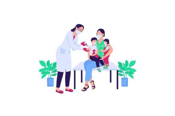 Doctor Vaccinating Children Graphics & Illustrations Review
