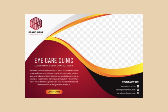 Eye Care Red Yellow Horizontal Flyer Graphics & Print Templates
