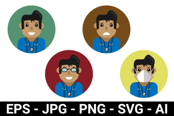 Flat Half Body Male Avatar: Graphics & Illustrations