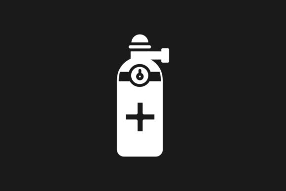 Medical Gas Cylinder Glyph Inverted Icon: Graphics & Icons