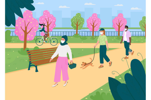 Walk in Spring Park: Graphics and Illustrations